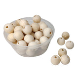 Wooden Beads 10x12 MM (45+ Pieces, 25 Grams) Ivory White Hole Size:2 to 4 MM Round For Jewellery Making Arts Crafts