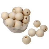 Wooden Beads 16-17x18 MM (30 Pieces, 50 Grams) Ivory White Hole Size:3 to 4 MM Round For Jewellery Making Arts Crafts