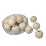 Wooden Beads 25 MM (10 Pieces, 50 Grams Wt) Ivory White Hole Size:4 to 6 MM Round For Jewellery Making Arts Crafts