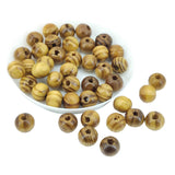 Striped Wooden Beads 8x7mm Round Brown (150 Beads, 25 Grams)
