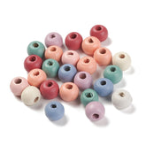 Wooden Beads 8.5x6.5 MM (25 GMs, 140+ Pieces) 2.5 MM Hole Round Mixed Colors For Bracelets Jewellery Making DIY Crafts
