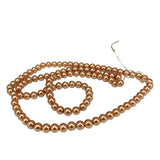 Plastic Imitation Glass Pearl Beads 8 MM (1 String, 100 Beads) Round Hole 1 MM Brownish Orange 30 Inch For Jewellery Making
