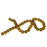 Glass Beads 8 MM (2 Strings, 38-40 Beads/String) Round Hole 1 MM Golden Brown 11 Inch For Jewellery Making
