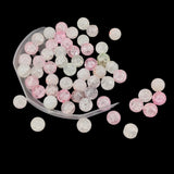 Light Shades Crackle Acrylic & Frosted Beads Mixed 8 MM (70+ PCs, 50 GMs) Hole:1.5 MM Round For Jewellery Making DIY Arts Crafts Keychains (#OT3)