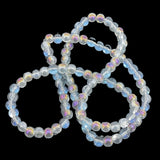Premium Plated Glass Beads 7.5x8.5 MM (1 String, 100+ Beads) Hole:1 MM Round Transparent Rainbow For Jewellery Making DIY Arts Crafts