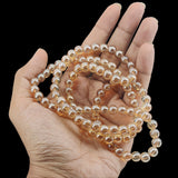 Premium Plated Glass Beads 7.5x8.5 MM (1 String, 100+ Beads) Hole:1 MM Round Golden Brown For Jewellery Making DIY Arts Crafts