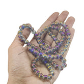 Premium Plated Glass Beads 7.5x8.5 MM (1 String, 100+ Beads) Hole:1 MM Round Purple Rainbow For Jewellery Making DIY Arts Crafts