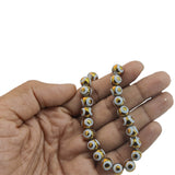 Evil Eye Premium Plated Glass Beads 8x7.5 MM Hole:1.2 MM Round For Jewellery Making DIY Arts Crafts