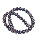 Evil Eye Premium Plated Glass Beads 8x7.5 MM Hole:1.2 MM Round For Jewellery Making DIY Arts Crafts