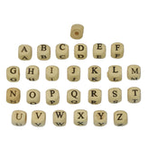 Wooden Letter Alphabet Beads 10x10 MM Hole Size 3 MM Cube Brown For Bracelet Jewellery Making Macrame DIY Crafts Keychains Decoration