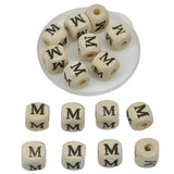Wooden Letter Alphabet Beads (A to Z) 10x10 MM Hole Size 3 MM Cube Brown For Bracelet Jewellery Making Macrame DIY Crafts Keychains Decoration