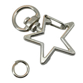 Alloy 360 Degree Swivel Ring Snap Hook Clasps (5 Pieces) 33x23x6 MM Star Silver Color For Key Chain and Bag Making