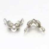 Brass Bead Tips Covers 7x4mm For Beads Upto 3mm Dia Round Bright Silver Color (20 pieces) For Jewellery Making