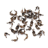 Iron Bead Tips Covers 7x4mm For Beads Upto 3mm Dia Round Antique Bronze Color (20 Pieces) For Jewellery Making