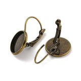 Vintage Brass Leverback Cabochon Earring Bases (Holds 18 MM Round Embellishments) Antique Bronze Color (Pack Of 4 PCs)