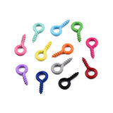 Colored Iron Screw Eye Pins (5 Grams, 30-35 PCs) 10x5x1 MM Mixed Colors Peg Bails For Half Drill Fitting Jewellery Making DIY Crafts