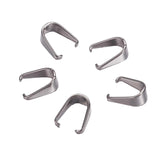 Tarnish Resistant 304-Stainless Steel Snap On Pinch Bails (10 Pieces) 9x7x4 MM Silver Color For Jewellery Making