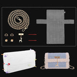 Embroidery Canvas Mesh Plastic Bag Making Kit (14x15 Inch Sheet x 1, D Ring x 2, Chain x 1, Snap Button x 2, Deer Charm x 1, Needle x 2) Hole 4x4mm