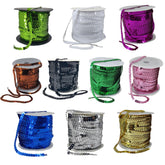 Sequins Chain Rolls (10 Mixed Colors, 1 Meter Each) 6 MM Round Paillettes For Sewing Accessories Garment Ornament Decorative Embellishments