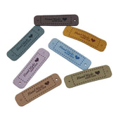 PU Leather Handmade With Love Printed Tags (1 Set x 9 Colors) 54x14 MM Rectangle For embossing knitting sewing patchwork bags wallets accessories