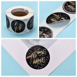 Paper Stickers 1.5 Inch / 3.75 CM (1 Roll, 500 Stickers) Happy New Year Wishes Theme Round Multicolor Gift Packing Tags