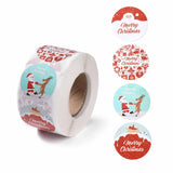 Paper Stickers 1 Inch / 2.5 CM (1 Roll, 500 Stickers) Merry Christmas Theme Round Multicolor Gift Packing Tags