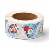 Paper Stickers 2.5x1 Inch / 6.3x2.75 CM (1 Roll, 500 Stickers) Merry Christmas Theme Drop Multicolor Gift Packing Tags