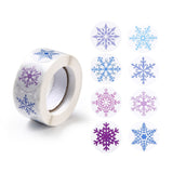 Paper Stickers 1 Inch / 2.5 CM (1 Roll, 500 Stickers) Snowflake Xmas Theme Round Multicolor Gift Packing Tags