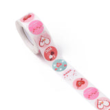 Paper Stickers 1 Inch / 2.5 CM (1 Roll, 500 Stickers) Valentine's Day Heart Love Theme Round Multicolor Gift Packing Tags