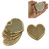 Wooden Embroidery Blanks (4 Pieces) 5x4.8 CM Heart Needlework Cross Stitching Disc Holder Plain Bases