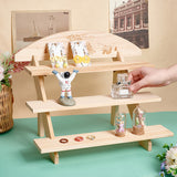 Wooden Step Display Stand 16x9x12 Inch Base Plate Size 15x2.5 Inch (1 Unit) DIY Assemble Multipurpose Rack Organizer For Exhibitions Bakery Accessories