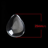 Glass Cabochons Embellishments 30x20x6 MM (Pack of 10 PCs) Drop Dome Flat Back Transparent For DIY Crafts Jewellery Making Magnets