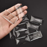 Glass Cabochons Embellishments 38x19x6.5 MM (Pack of 4 PCs) Rectangle Dome Flat Back Transparent For DIY Crafts Jewellery Making Magnets