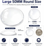 Glass Cabochons 50x12 MM (Pack of 4 PCs) Round Dome Flat Back Transparent Embellishments For DIY Crafts Jewellery Making Magnets
