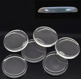 Glass Cabochons Embellishments 25x5 MM (Pack of 10 PCs) Round Double Side Flat Transparent For DIY Crafts Jewellery Making Magnets