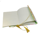 Handmade Vintage Journal Notebook (1 PC x 50 Pages) 6x8 Inch Bamboo Sticks Organic Cotton Papers Tassle Thread Lock Personal Gifts Multicolor