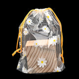 Gift Packing Potlis 6x8 Inch (10 PCs) Plastic Drawstring Pouches Flower Printed Transparent