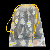 Gift Packing Potlis 6x8 Inch (10 PCs) Plastic Drawstring Pouches Flower Printed Transparent