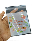 Self Adhesive BOPP Covers 14x10 CM With 11x7 CM Inside (1 Pack, 95-100 PCs) Thank You Printed Pouches For Cookie Chocolates Jewellery Gifts