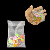 Frosted Self Adhesive BOPP Covers 8x5.5 CM With 5.5x5.5 CM Inside (1 Pack, 95-100 PCs) Polka Dots Transparent For Cookie Chocolates Jewellery Gifts
