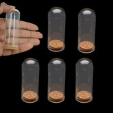 Glass Dome Cloche Cover Containers 7x2.7 CM (5 Pieces) Bottles Bell Jars With Cork Lid For Gifts Decoration Plants Crafts
