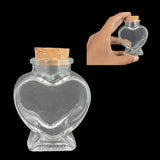 Heart Shape Glass Bottles 6x7.5 CM (1 Piece) Capacity 80 ML With Cork Lid Stoppers For Crafts Decoration Storage Gifts Transparent Jar Container