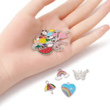 Mini Metal Alloy  Enamel Charms (30 Pieces) 12 to 30 MM Pendants Mixed Shapes Colors For Jewellery Making Decoration Crafts