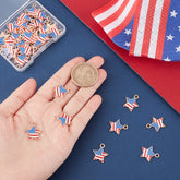 Metal Enamel Charms (5 Pieces) USA Flag 18x15x1.5 MM Multicolor Alloy Pendants For America Keychains Jewellery Making Decoration Crafts