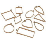 Metal Alloy Pendant Bezel Blanks (10 Pieces) 3 to 4.5 CM Range Mixed Shapes Bases Rose Gold Color For Resin Jewellery Making DIY Crafts