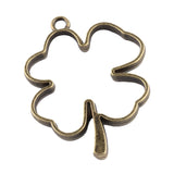 Metal Alloy Pendant Bezel Blanks (2 Pieces) 44x34x3.5 MM Clover Flower Bases Antique Bronze Color For Resin Jewellery Making DIY Crafts Key Chains