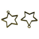 Metal Alloy Pendant Bezel Blanks (2 Pieces) 35x32x3 MM Star Bases Antique Bronze Color For Resin Jewellery Making DIY Crafts Key Chains