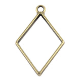 Metal Alloy Pendant Bezel Blanks (2 Pieces) 40x25x3.5 MM Rhombus Bases Antique Bronze Color For Resin Jewellery Making DIY Crafts Key Chains