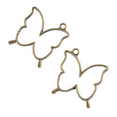 Metal Alloy Pendant Bezel Blanks (2 Pieces) 35x32x3.5 MM Butterfly Bases Antique Bronze Color For Resin Jewellery Making DIY Crafts Key Chains