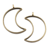 Metal Alloy Pendant Bezel Blanks (2 Pieces) 38x25x3.5 MM Moon Bases Antique Bronze Color For Resin Jewellery Making DIY Crafts Key Chains